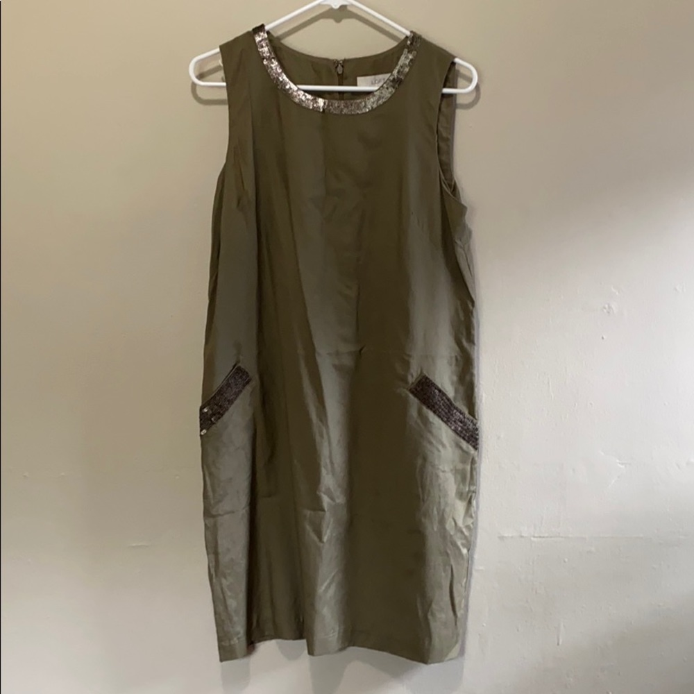 NWT Sleeveless Army Green LOFT Shift Dress - Sz 10
